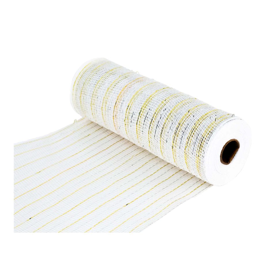DECOR MESH 10''X10 YDS SP WHITE/SILVER GOLD SPARKLE