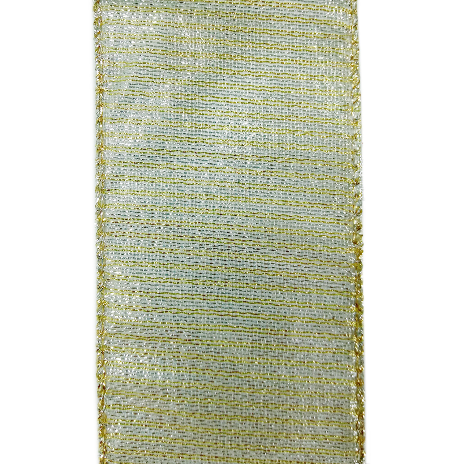 WIRED RIBBON 2.5"X10 YDS GOLD/SILVER SHIMMER