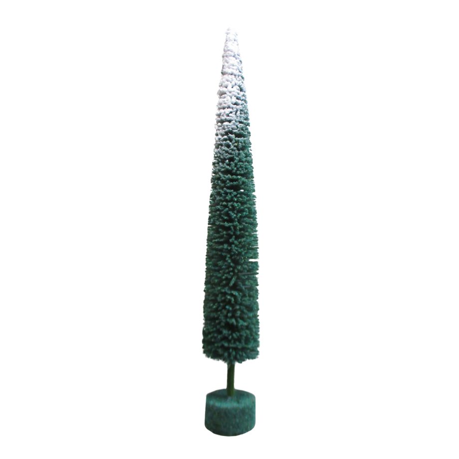 TREE FLOCKED BOTTLE BRUSH 19" GREEN W/SNOWY TOP