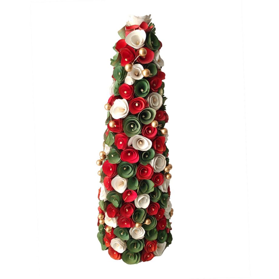 CONE TREE 19" RED /WHITE /GREEN FLOWERS