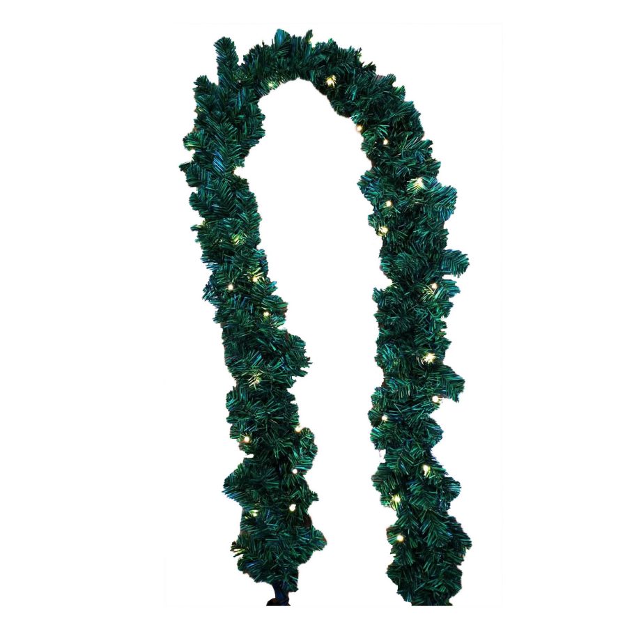 GARLAND PRE-LIT NAT. SHERWOOD PINE 9' X 12" 180 TIPS W/50 LED LIGHTS