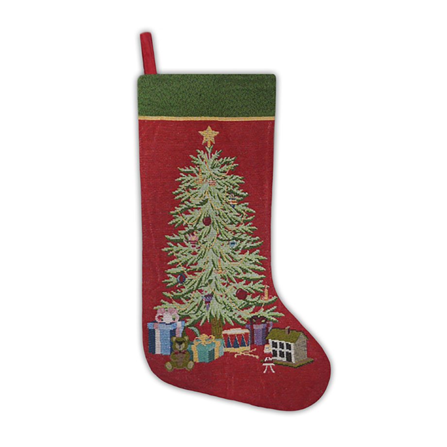 STOCKING 19" RED W/ TAPESTRY, CHRISTMAS & GIFTS DESIGN Christmas Forever