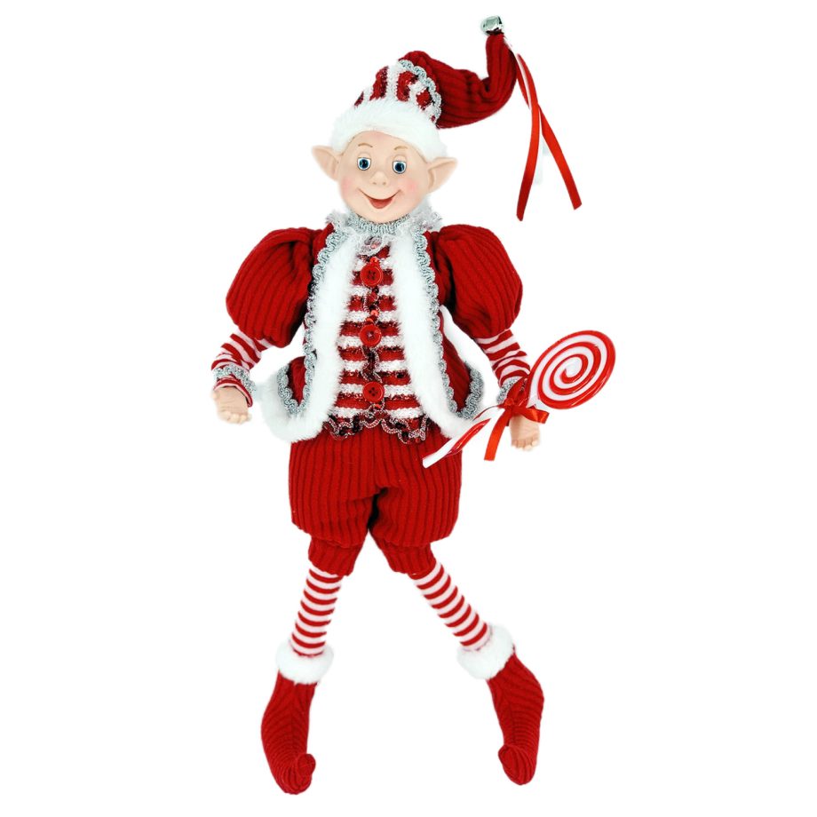 ELF BOY POSABLE 18" RED/WHITE W/ CANDY
