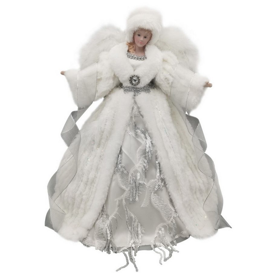 ANGEL TREE TOP 16" SILVER/WHITE