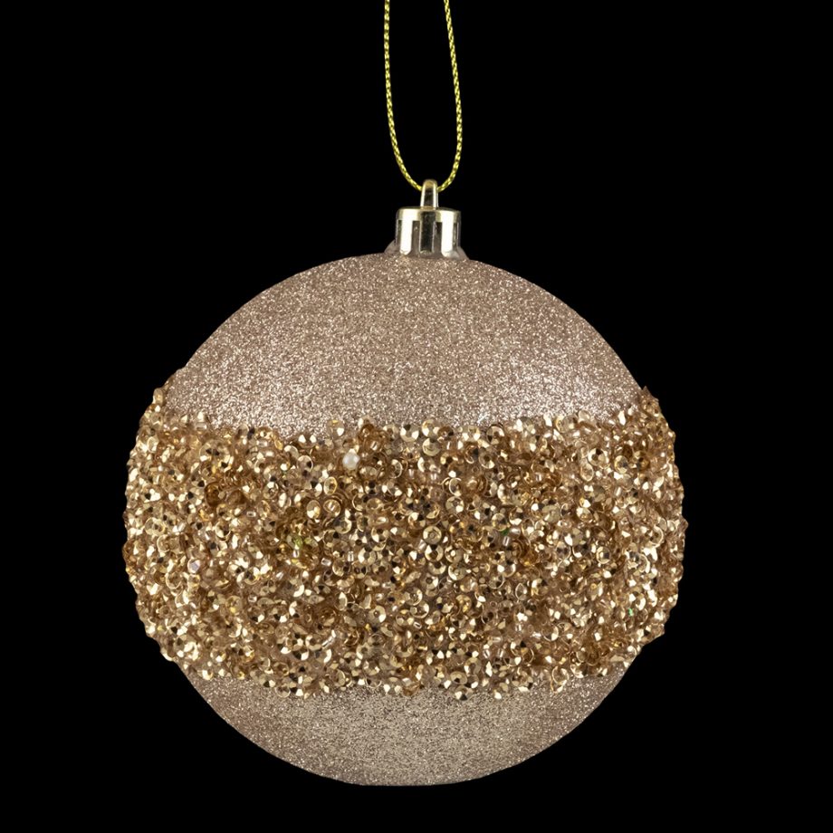 BALL GLITTER W/BEAD BAND 100MM ROSE GOLD
