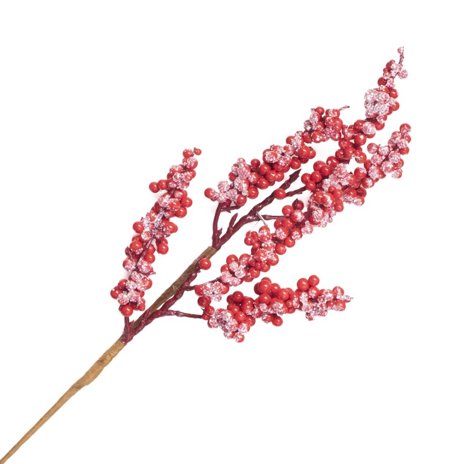 SPRAY BERRY 18" RED CLUSTER W/ FROSTING