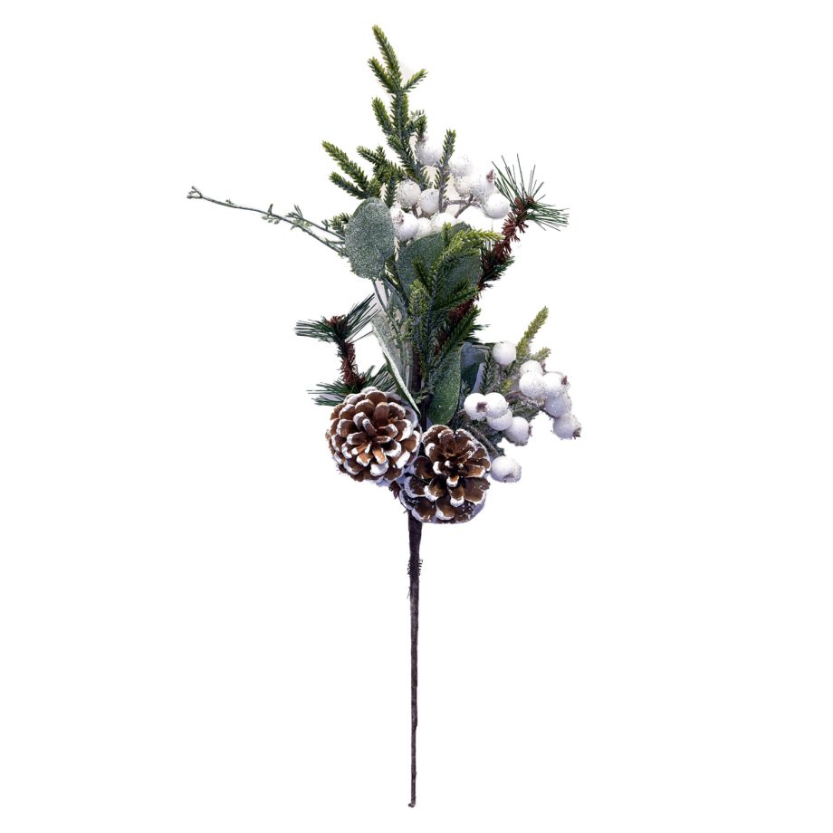 SPRAY GRN PINE 16" WHITE BERRY MIXED PINE W/ PINE & CONE