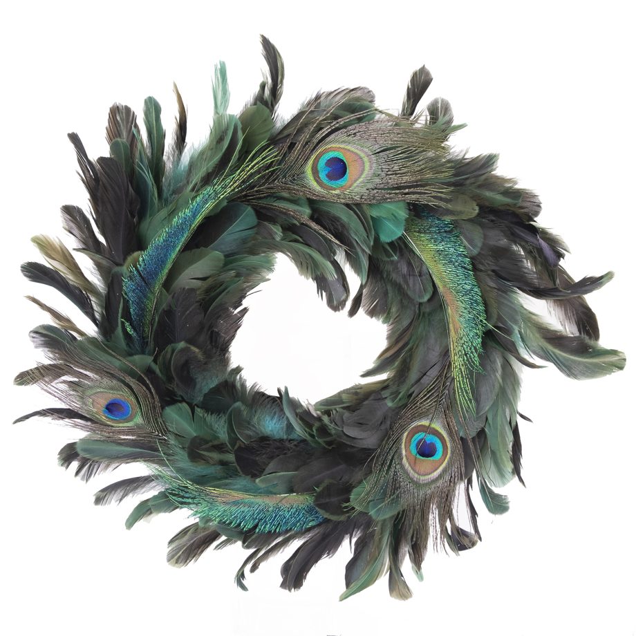 WREATH PEACOCK FEATHERS 15"