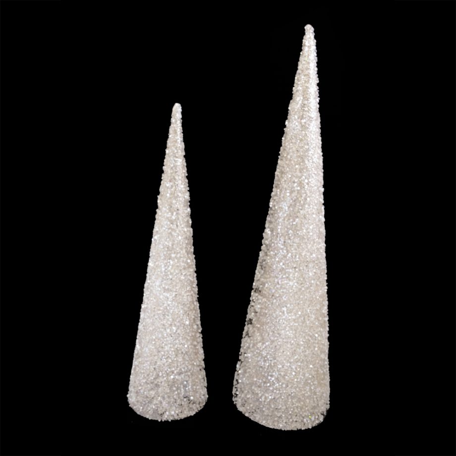 CONE TREE 24"/30" CHAMP GLITTER 2PC