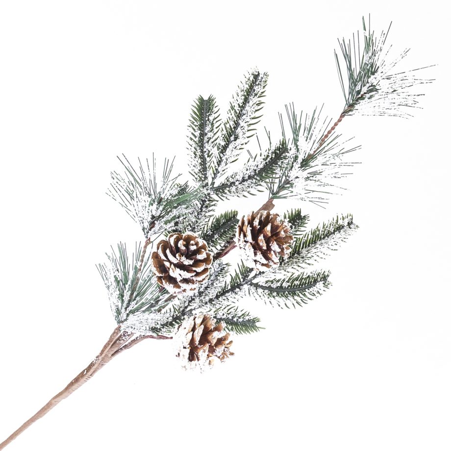 SPRAY FROSTED MIXED PINE 23" W/  3 PINE CONES