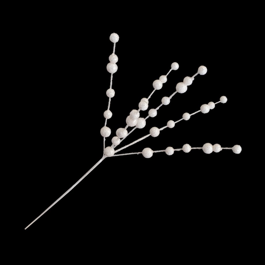 SPRAY BERRIES FIREWORK 21" X 6 WHITE GLITTER
