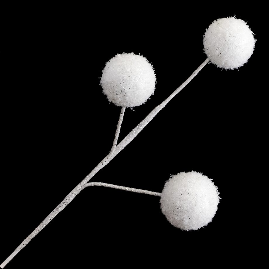 BALL SPRAY 21"X3  WHITE SNOWBALL FROSTED