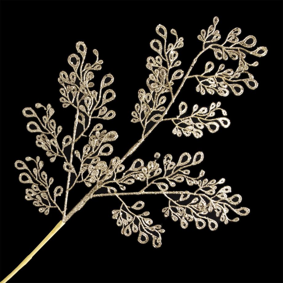 SPRAY LEAVES HOLLOW 31" CHAMPAGNE GLITTER