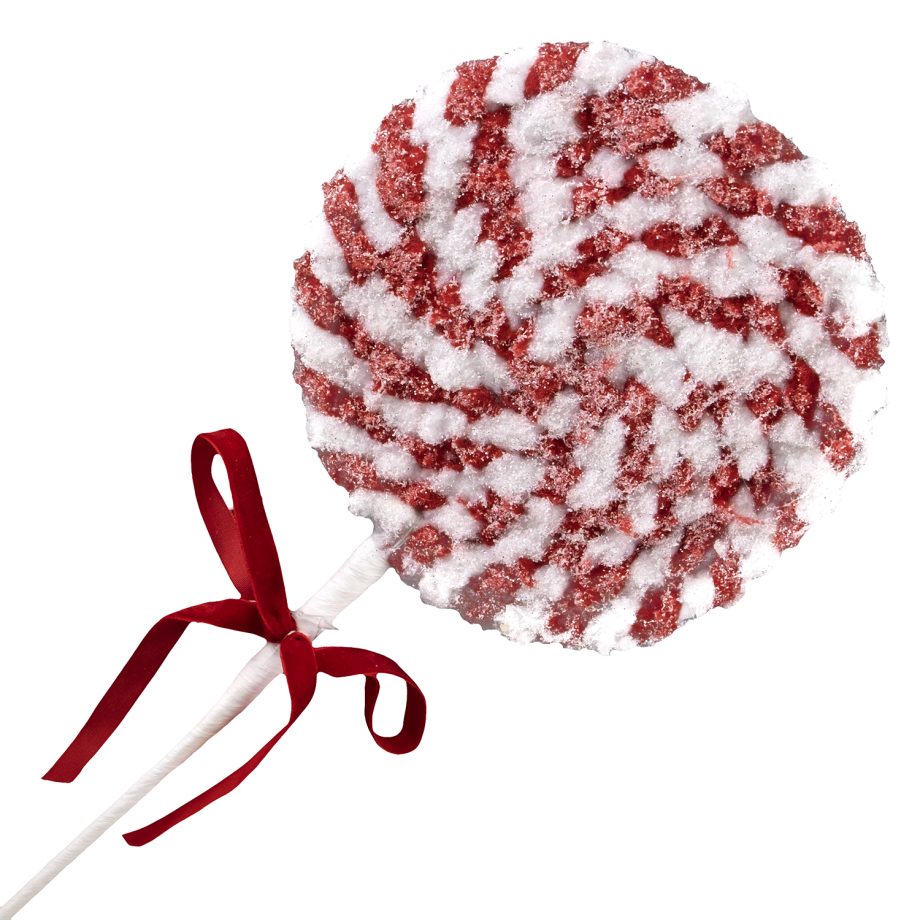 SPRAY CANDY CANE LOLLIPOP 19" FROSTED  RED/WHITE