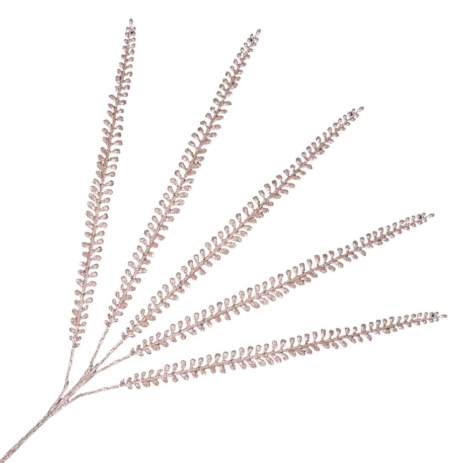 SPRAY FERN LEAVES 35" CHAMPAGNE GLITTER