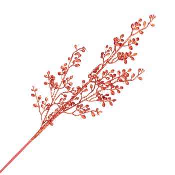 SPRAY LEAVES MINI 26" RED GLITTER
