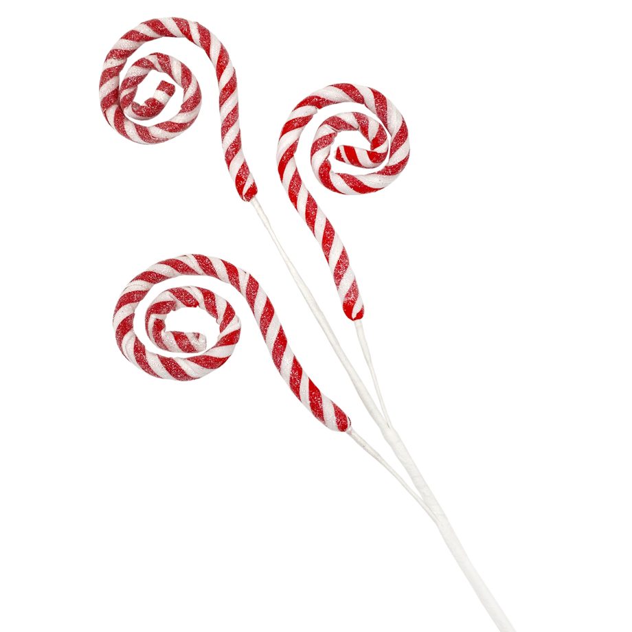 SPRAY CANDY CANE CURLS 26" X3 FROSTED RED /WHITE