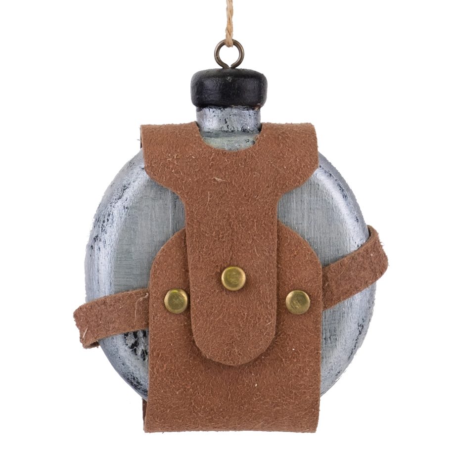 ORN CAMP METAL  FLASK 4" GRAY/ BROWN