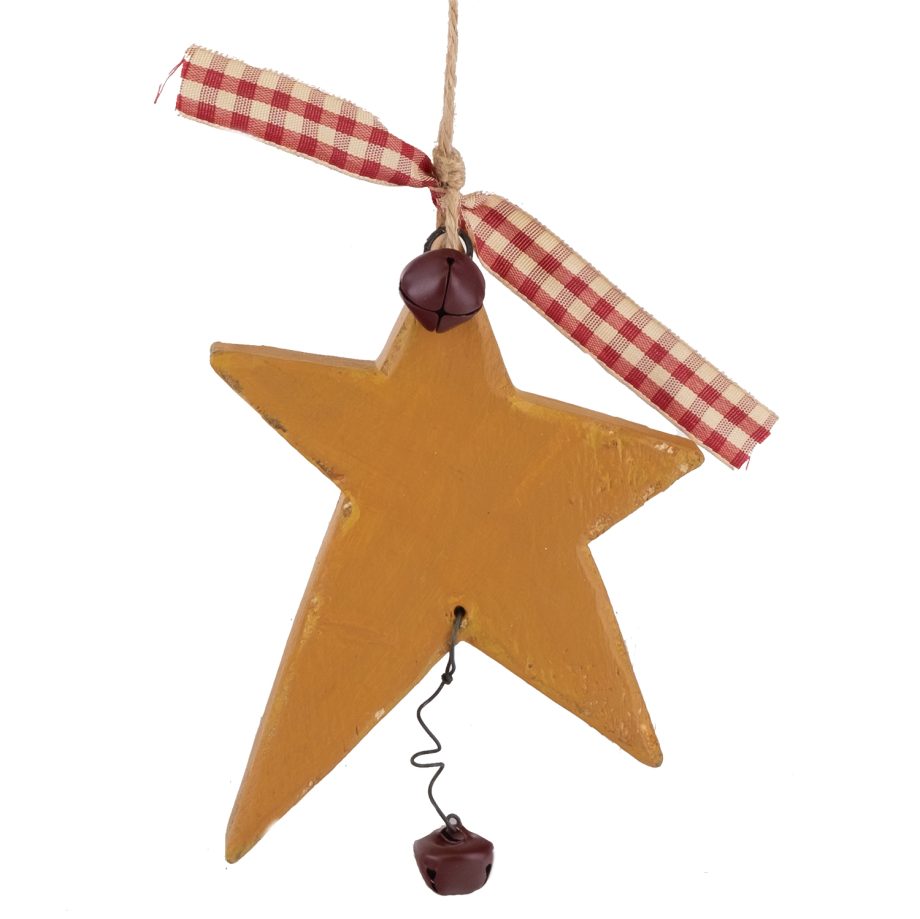 ORN WOODEN STAR  4" BROWN