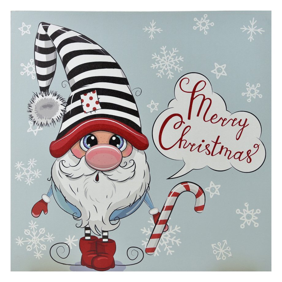 CANVAS 16"X16" 30 FIBERS GNOME W/ CANDY CANE (TMR)