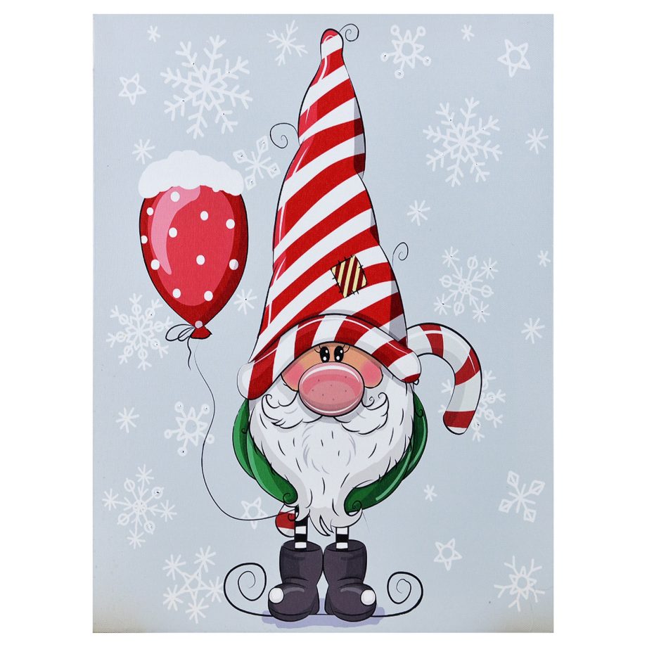 CANVAS 12"X16" 30 FIBERS GNOME HOLDING BALLOON (TMR)