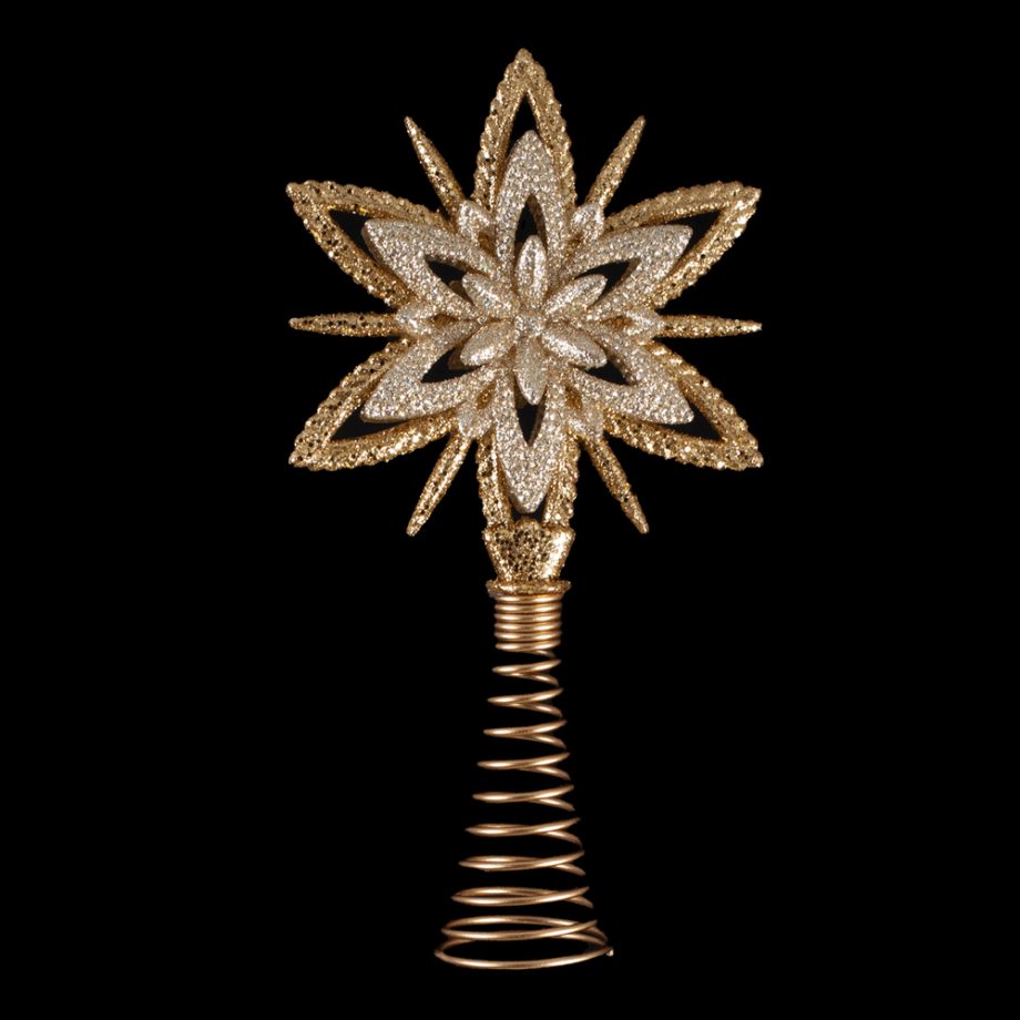 TREE TOP STAR GOLD GLITTER 7.5" GOLD SPANGLE 3D