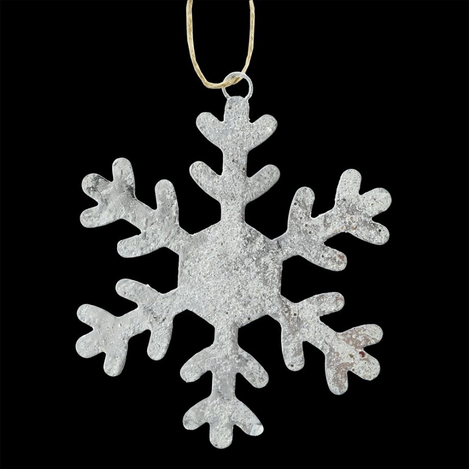ORN METAL SNOWFLAKE 6" W/SILVER FOIL