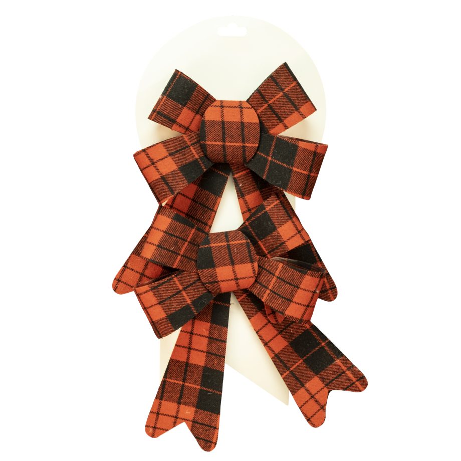 BOW RED/ BLACK PLAID 5.5"X7" 2PCS