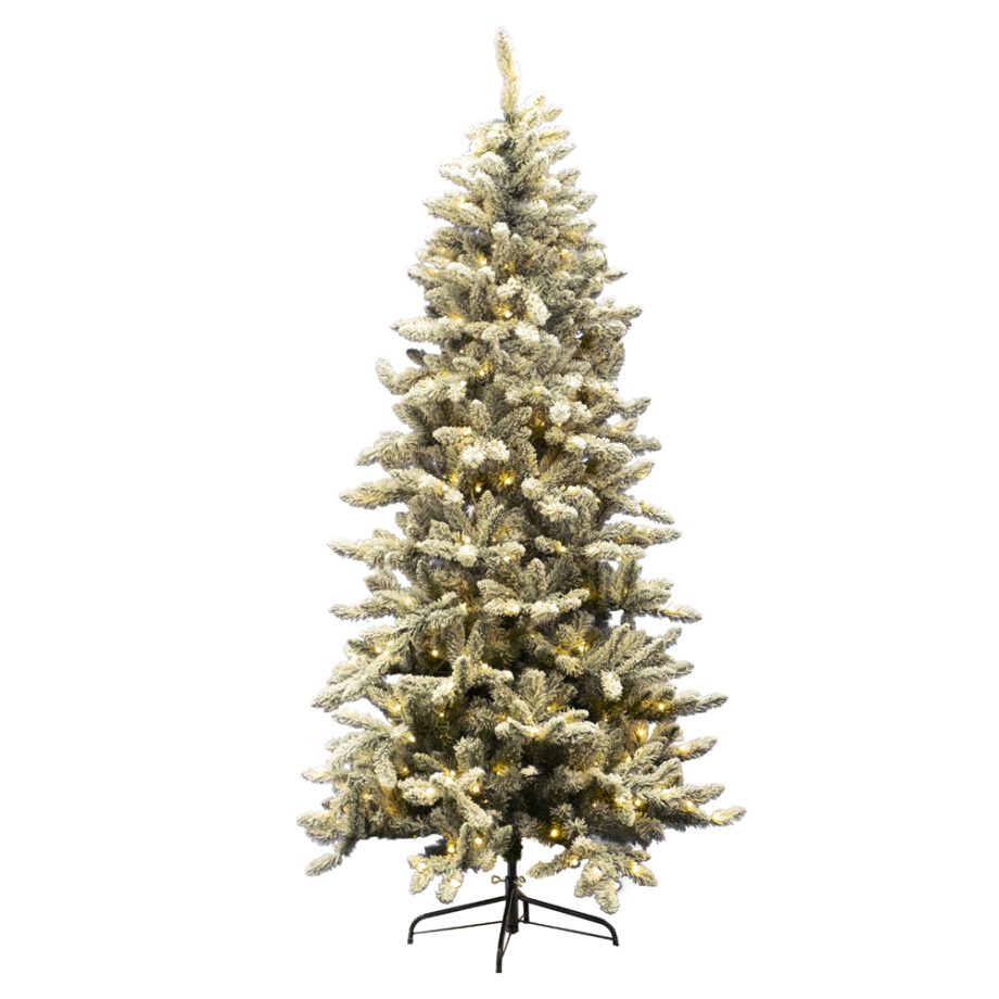 TREE FLOCKED PVC PINE 9'/1668T 570-LED WARM WHITE LIGHTS