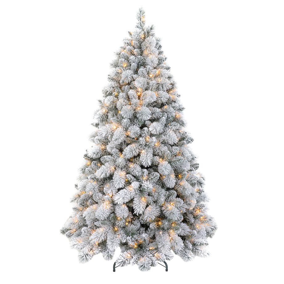TREE FLOCKED ALASKA PINE 7'/1183T 450-LED WARM WHITE LIGHTS