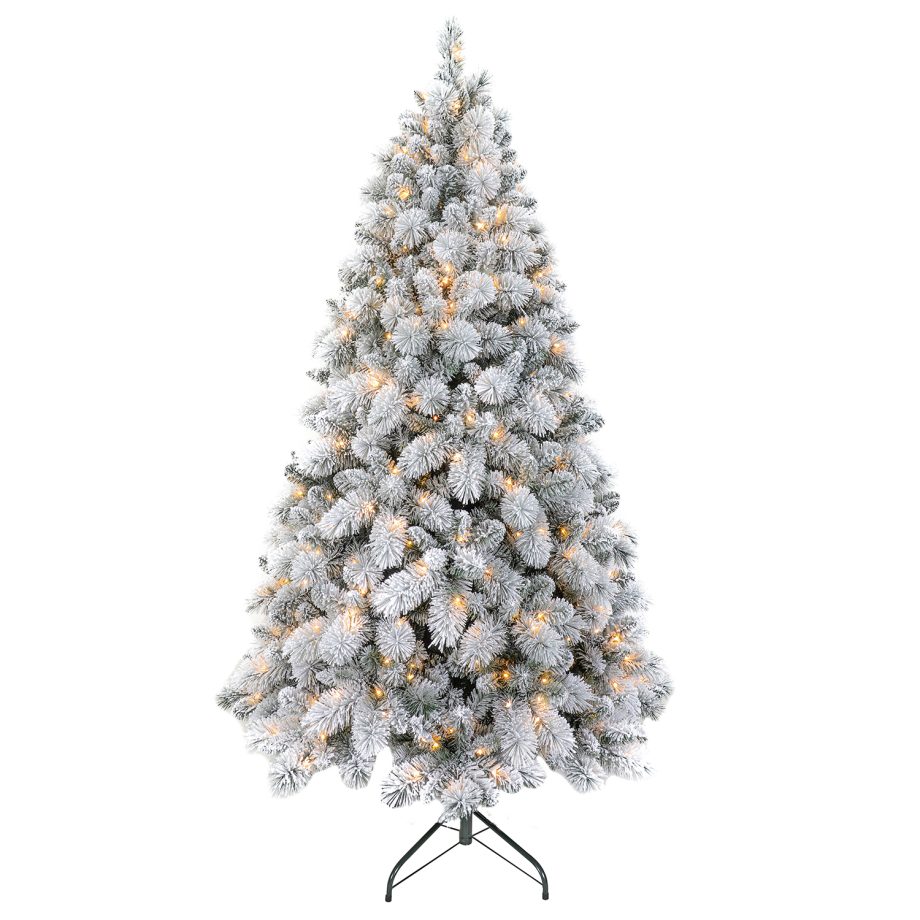 TREE FLOCKED ALASKA PINE 5'/549T 230-LED WARM WHITE LIGHTS