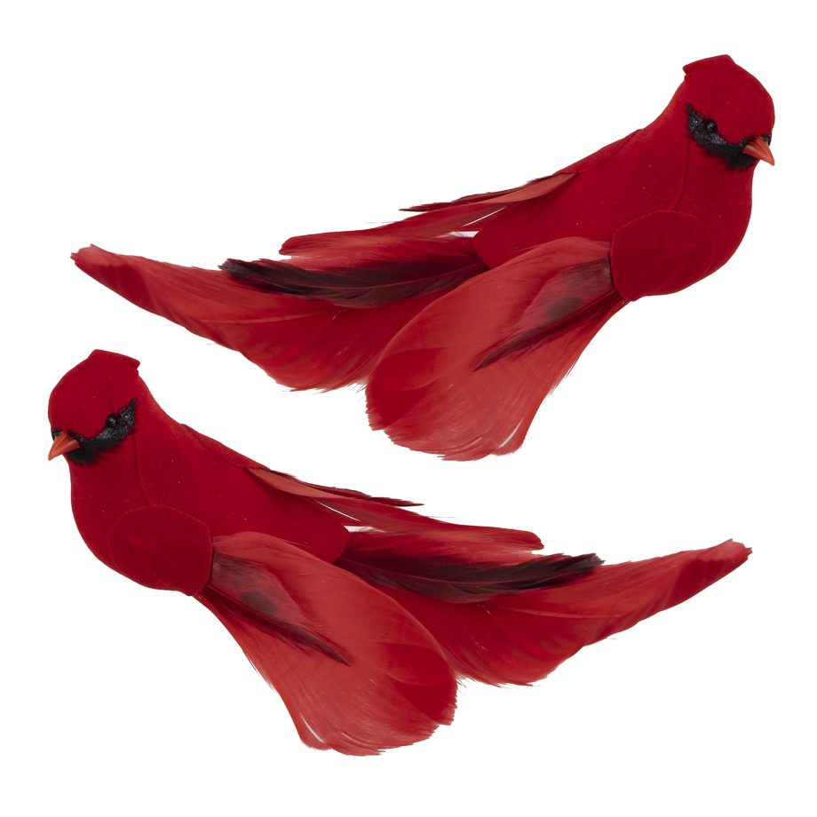 BIRD RED CARDINAL 8" W/ CLIP 2/S