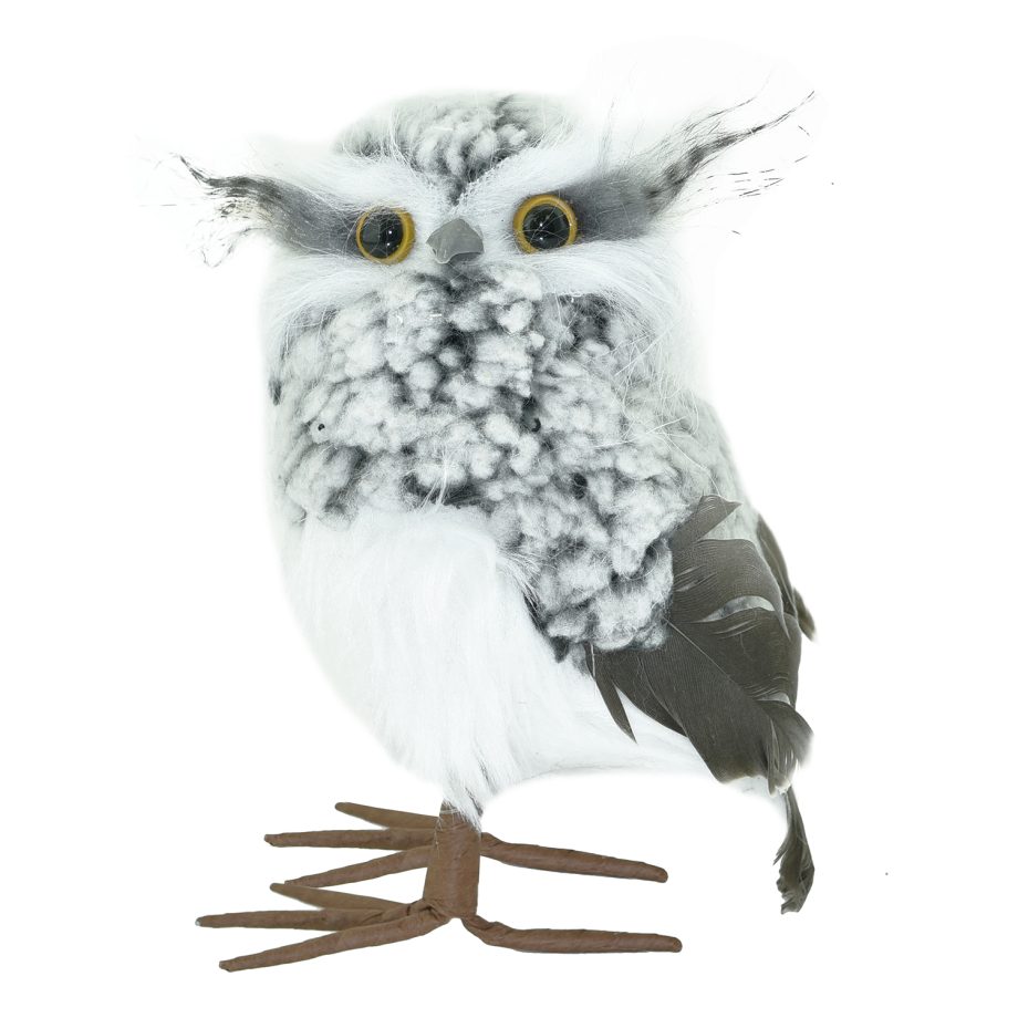 OWL GRAY 6" WOOLY W/ WHITE FAUX FUR