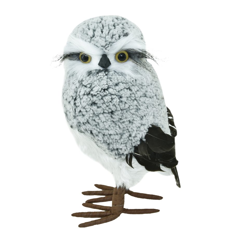 OWL GRAY 10.5" WOOLY  W/ WHITE FAUX FUR
