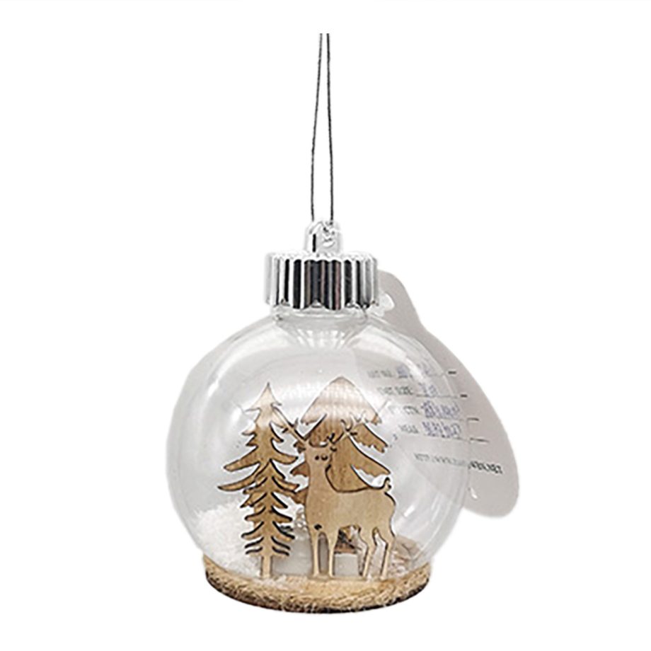 BALL DECOR CLEAR 3" DEER SCENE