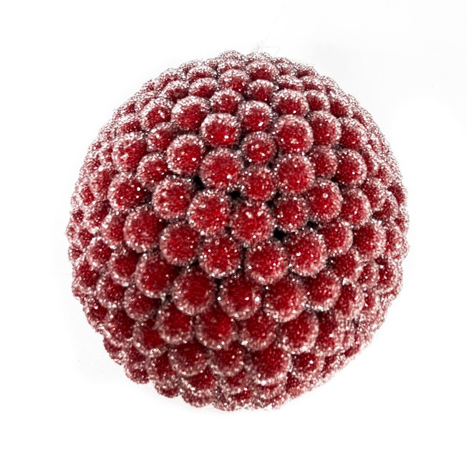BALL BERRY ICED 4" RED W/ ICE GLITTER