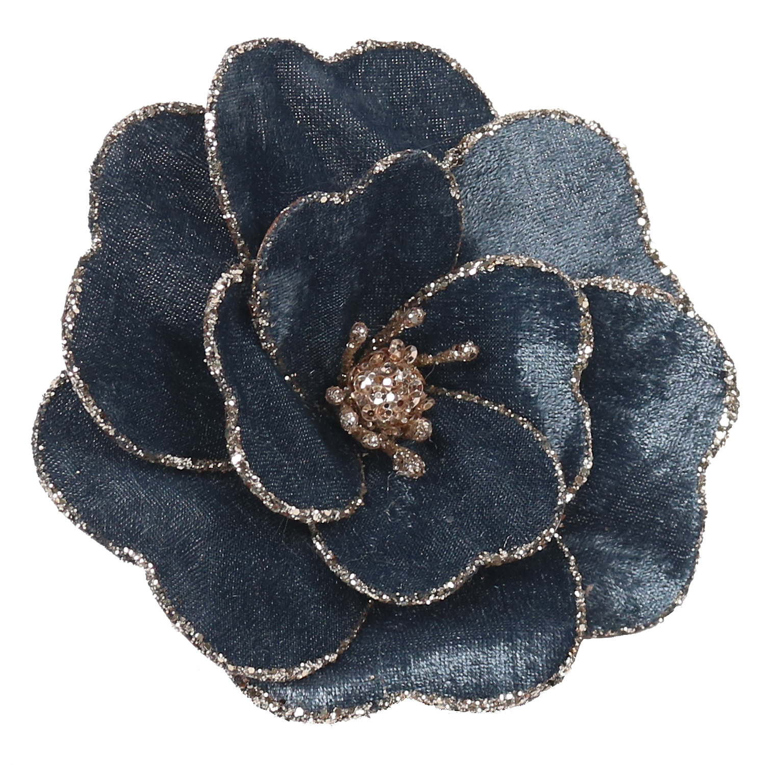 MAGNOLIA HEAD BLUE 6" VELVET W/ GLTR. EDGE & CLIP