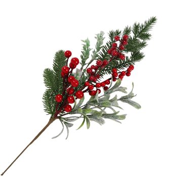 SPRAY GRN PINE 22" RED MIXED BERRIES, MISTLETOE & GREENERY
