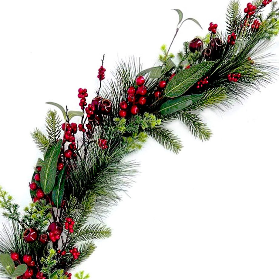 GARLAND GRN 60" MIXED RED BERRIES WITH PINE AND GREENERY