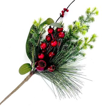 SPRAY GRN PINE 15" RED BERRIES MIXED W/ PINE AND GREENERY