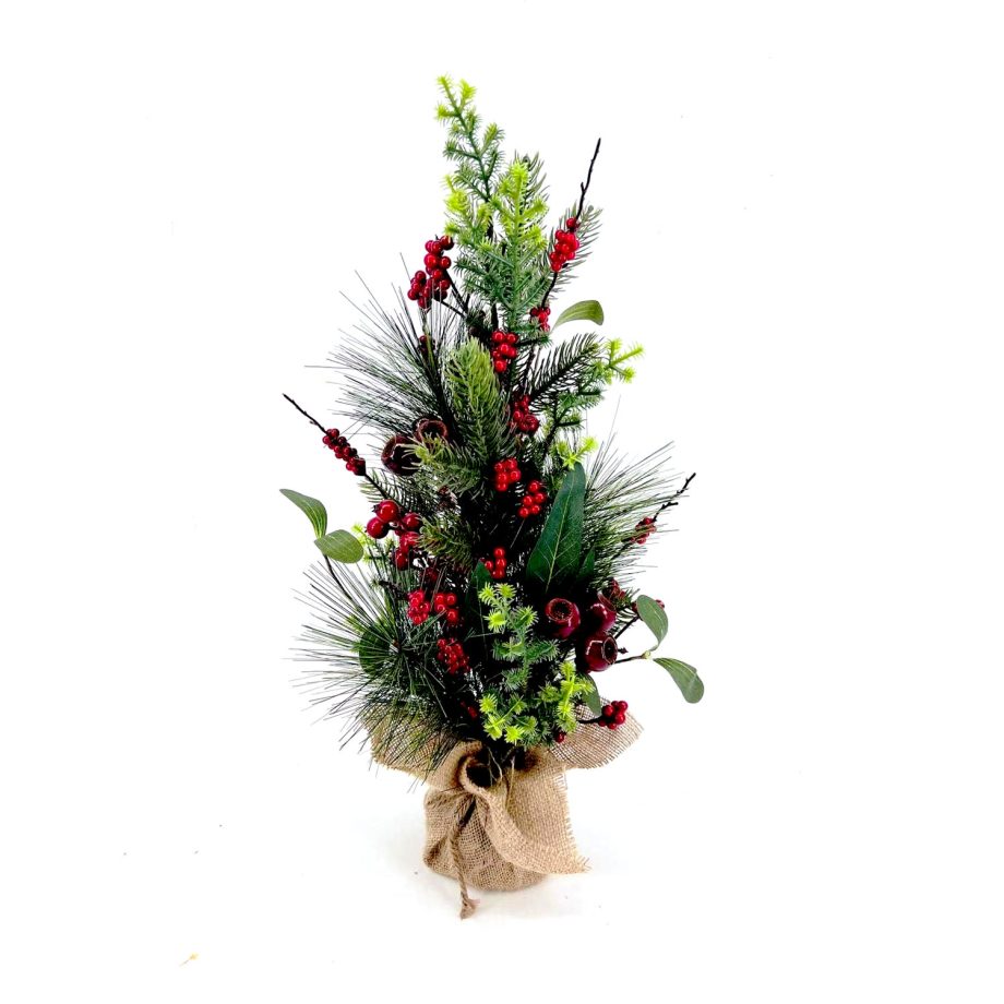 TREE NAT./ BERRY MIXED 24" W/ RED BERRIES WITH PINE AND GREENERY