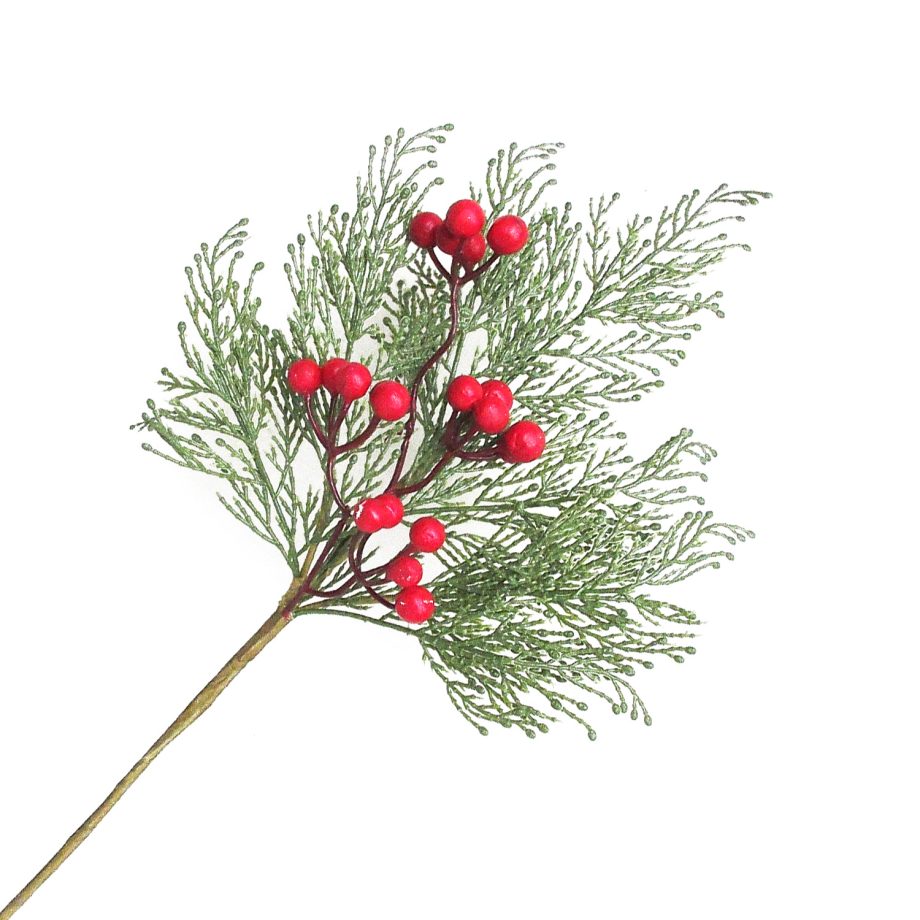 SPRAY GRN PINE 18" RED BERRIES W/ CEDAR