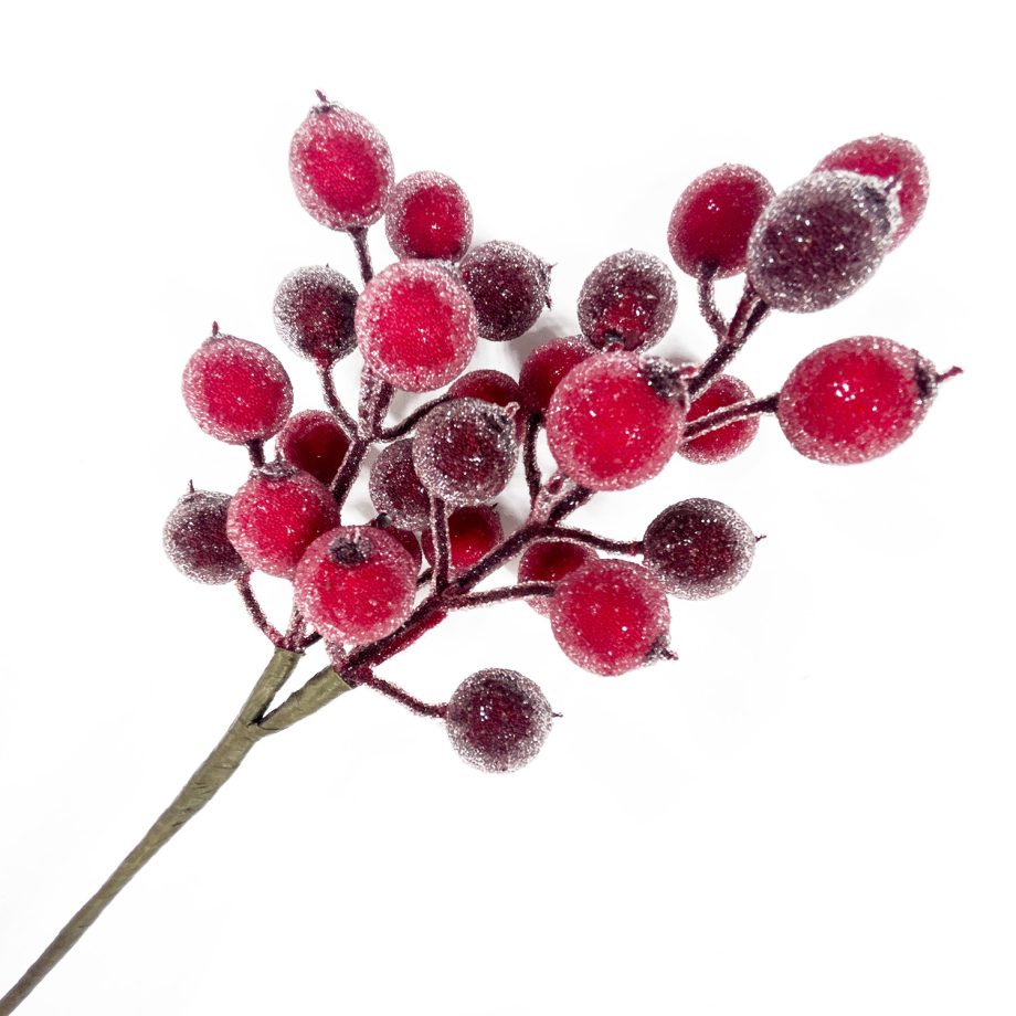 SPRAY BERRY 11" RED/BURGUNDY BERRY FROSTED
