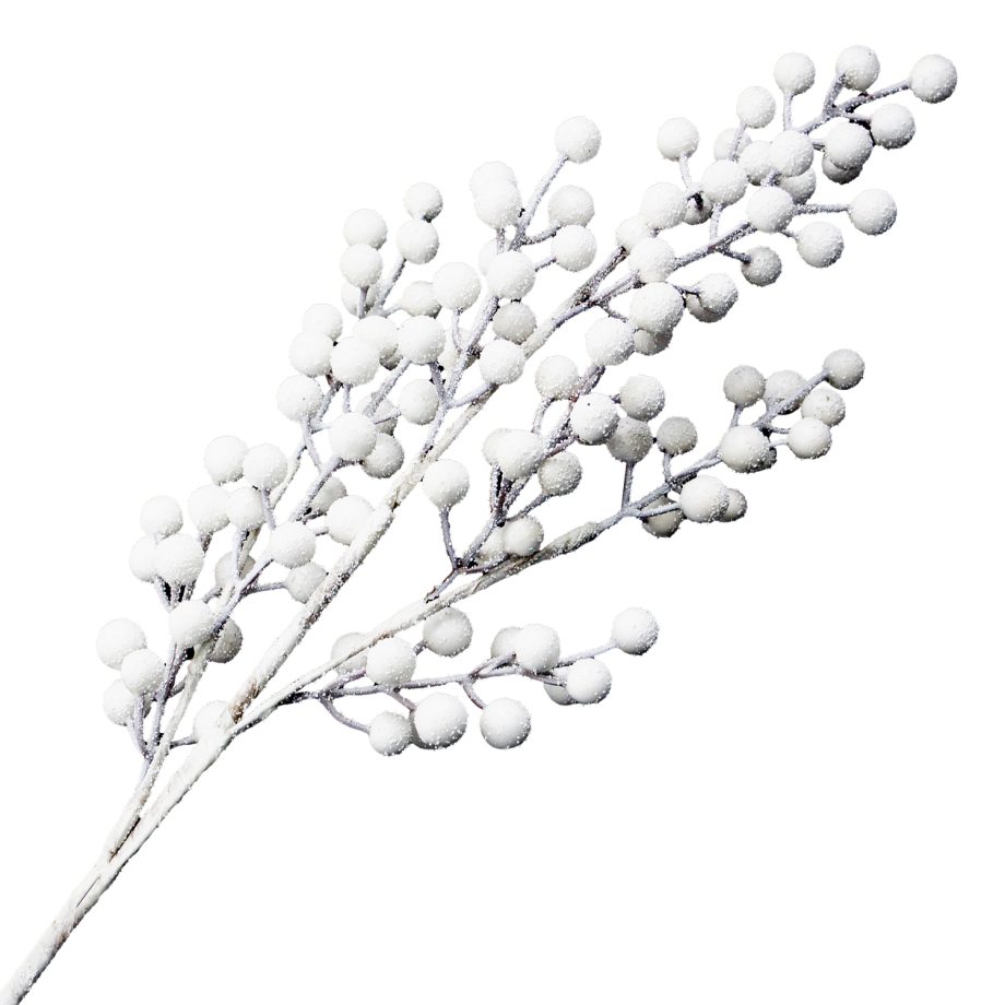 SPRAY BERRY 31'' WHITE W/ FROSTING