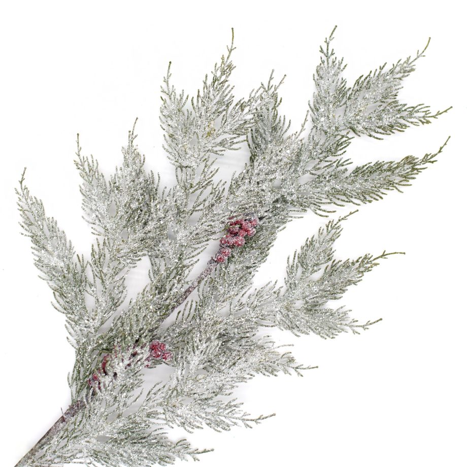 SPRAY PINE FROSTED 28.5" CEDAR W/ RED BERRIES