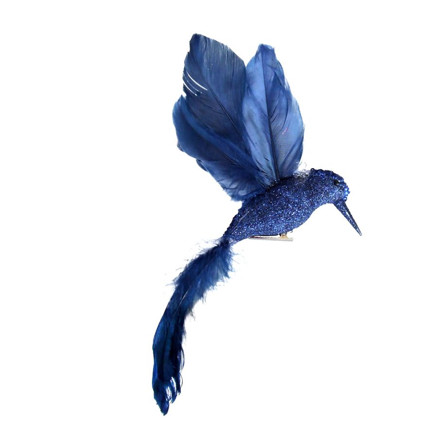 HUMMING BIRD BLUE- COBALT 8" W/ GLITTER & CLIP