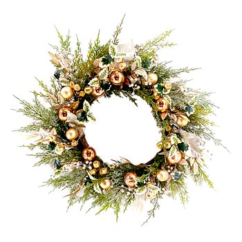 WREATH CEDAR 24" DECORATED W/ COPPER BALLS