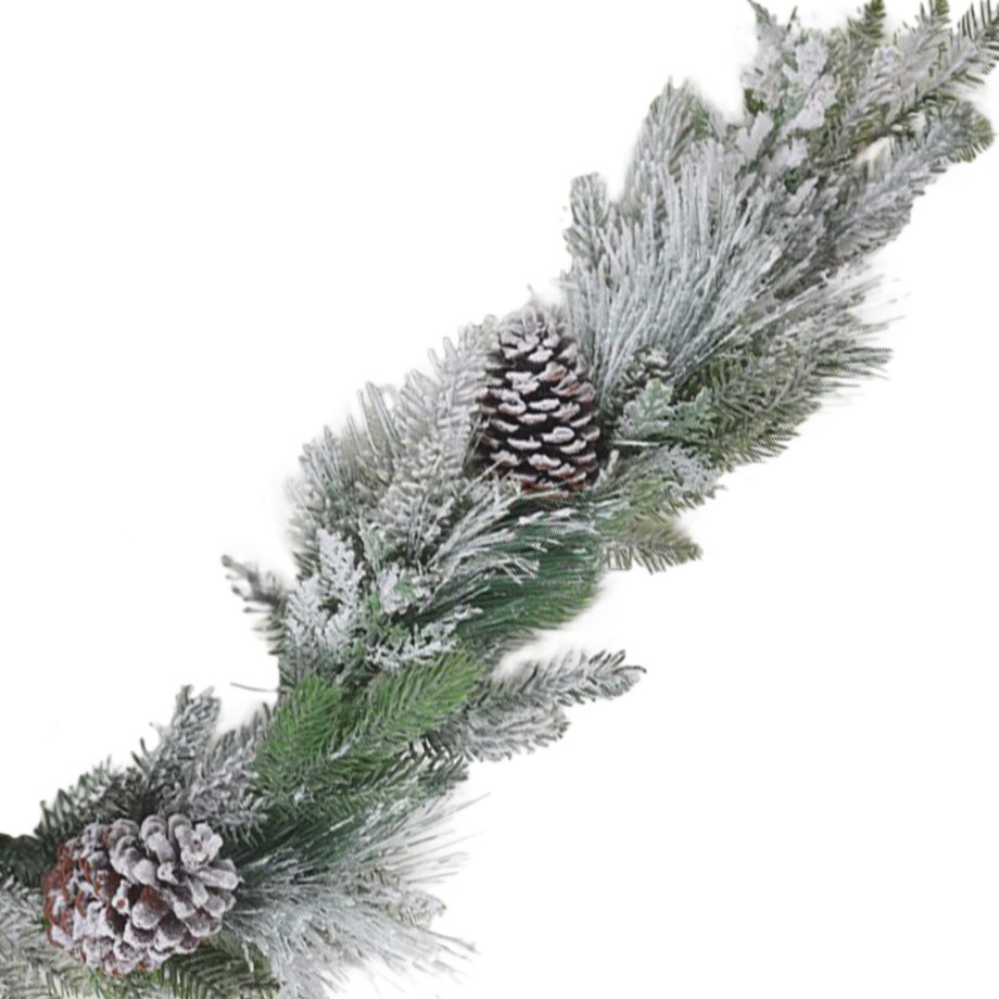 GARLAND PINE 59" FLOCKED MIXED PINE W/ PINE CONES
