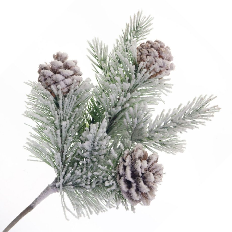 PICK PINE FLOCKED 12" MIXED PINE AND PINE CONE