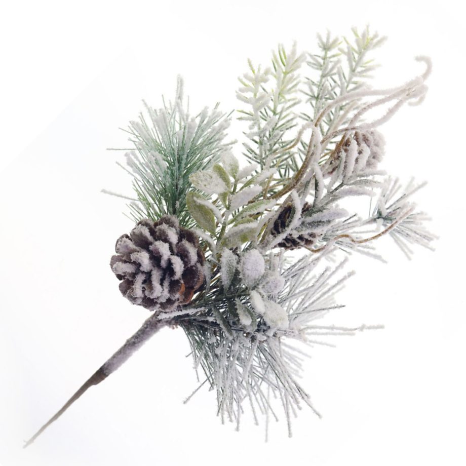 PICK PINE FLOCKED 12" MIXED PINE WITH PINE CONE AND GREENERY